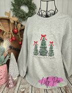 Merry & Bright Christmas Trees with Snow Embroidered Sweatshirt