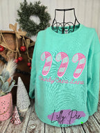 Candy Cane Lane Embroidered Christmas Sweathirt - Pink and Mint Sweatshirts available