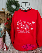 North Pole Book Club Embroidered Sweatshirt - Red and Sand Sweatshirts Available