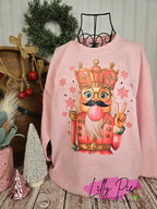 Nutcracker with Bubble Sublimated Sweatshirt- White & Light Pink Available
