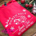 North Pole Book Club Embroidered Sweatshirt - Red and Sand Sweatshirts Available