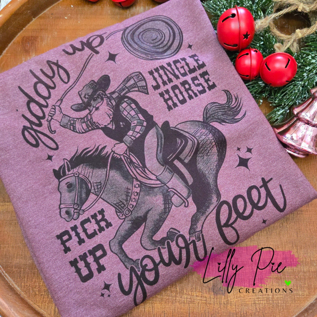 Giddy Up Jingle Horse Pick Up Your Feet - Maroon Sublimated Sweatshirt