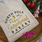 North Pole Gingerbread Bakery Embroidered Christmas Sweatshirt