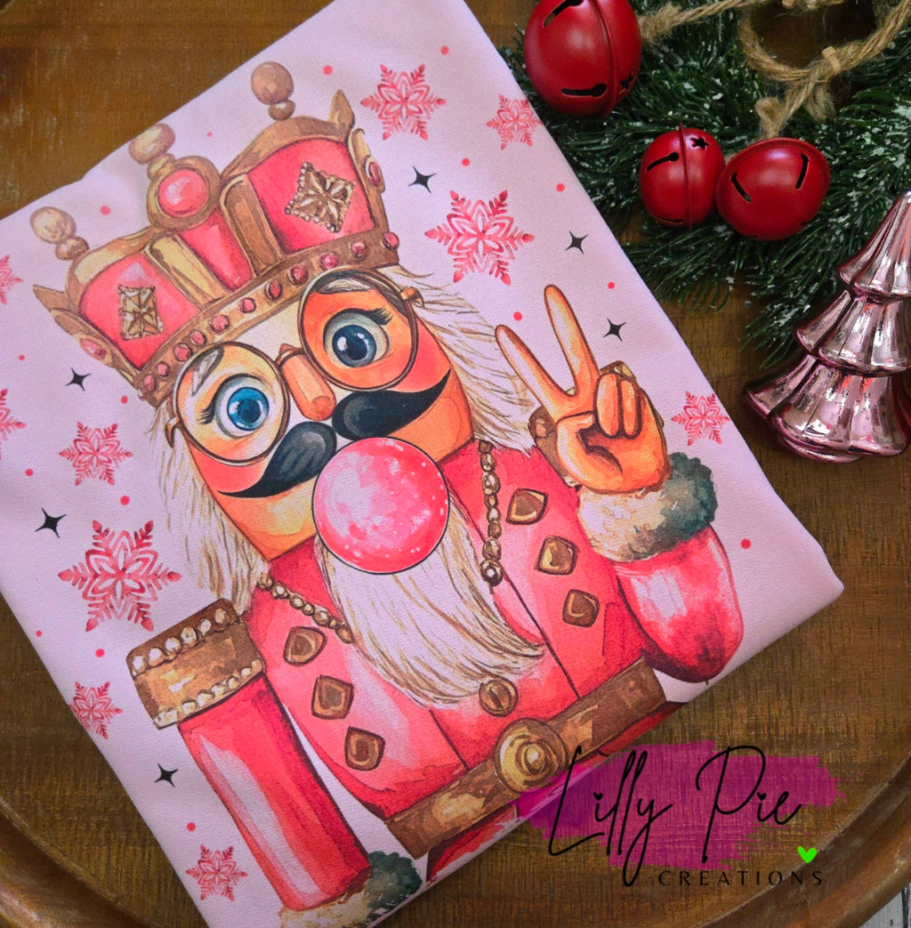 Nutcracker with Bubble Sublimated Sweatshirt- White & Light Pink Available