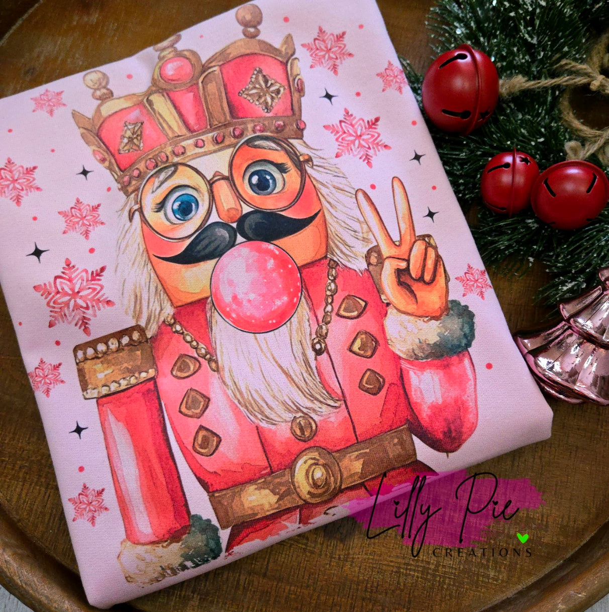 Nutcracker with Bubble Sublimated Sweatshirt- White & Light Pink Available