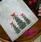 Merry & Bright Christmas Trees with Snow Embroidered Sweatshirt