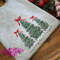 Merry & Bright Christmas Trees with Snow Embroidered Sweatshirt