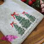 Merry & Bright Christmas Trees with Snow Embroidered Sweatshirt