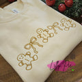 Gingerbread Men and Bows Emrboidered Christmas Sweatshirt
