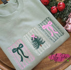Christmas Stamps Embroidered Sage Sweatshirt