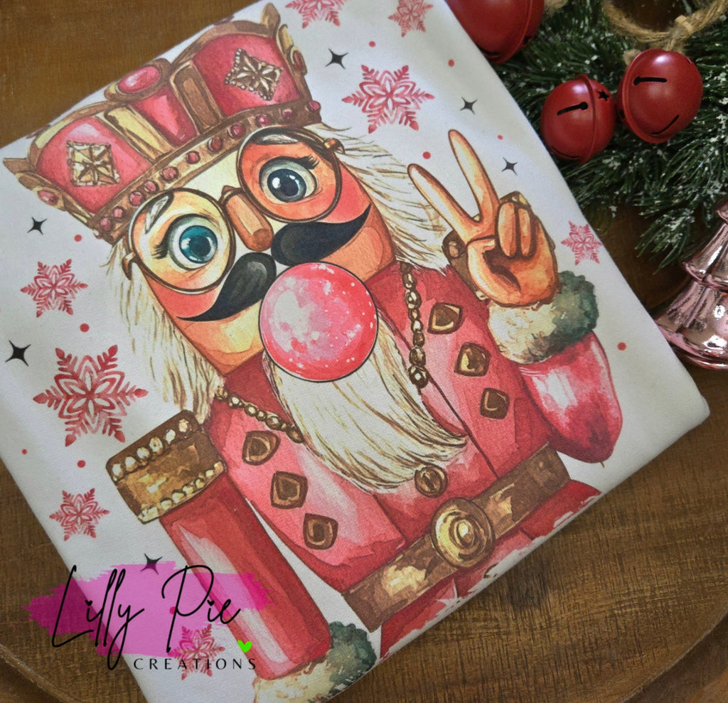 Nutcracker with Bubble Sublimated Sweatshirt- White & Light Pink Available