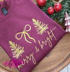 Merry & Bright Christmas Tree & Bow Sweatshirt