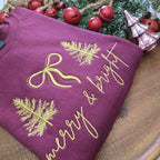 Merry & Bright Christmas Tree & Bow Sweatshirt