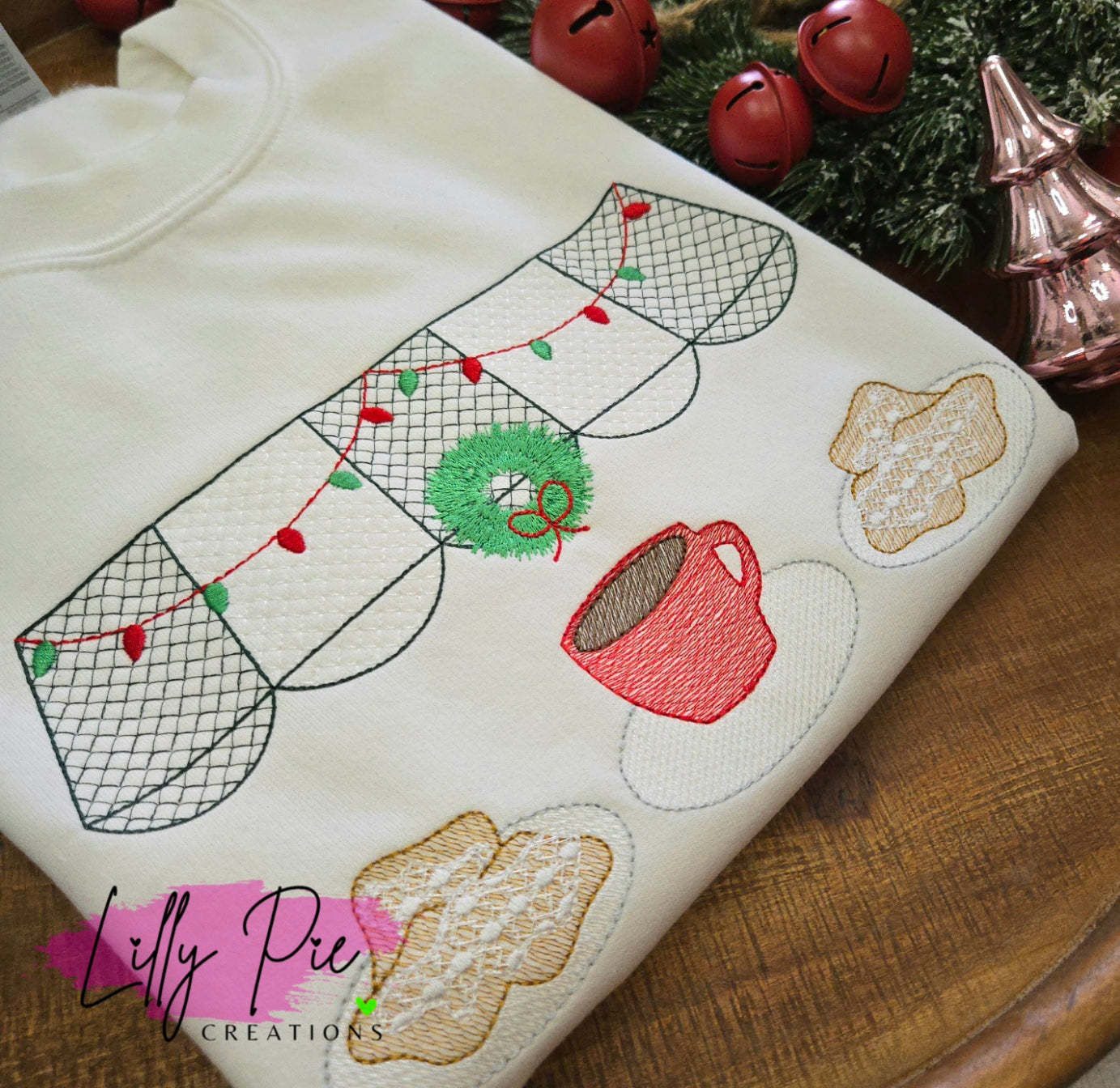 Christmas Beignet Embroidered Sweatshirt - Louisiana Style