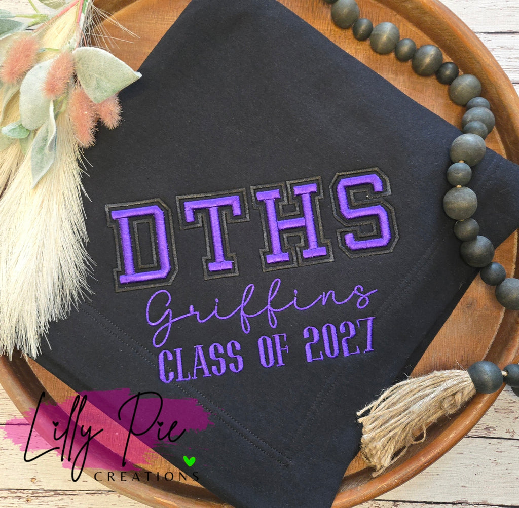 Custom School Sweatshirt Blanket - Embroidered Graduation Gift