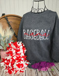 Baseball Mama Sweatshirt - With Optional Slit side Seams with Baseball Bow Applique