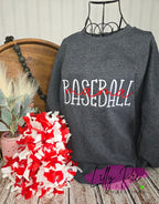 Baseball Mama Sweatshirt - With Optional Slit side Seams with Baseball Bow Applique