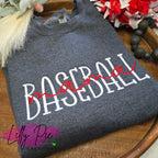Baseball Mama Sweatshirt - With Optional Slit side Seams with Baseball Bow Applique