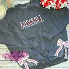 Baseball Mama Sweatshirt - With Optional Slit side Seams with Baseball Bow Applique