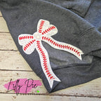 Baseball Mama Sweatshirt - With Optional Slit side Seams with Baseball Bow Applique