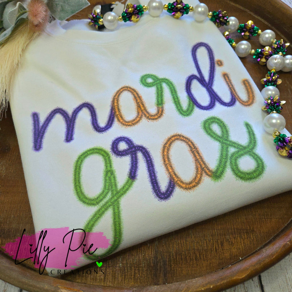 Mardi Gras Faux Tinsel Sweatshirt - Available in T-shirt Sweatshirt