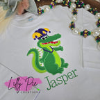 Mardi Gras Alligator Applique Shirt - Boys Mardi Gras Shirt