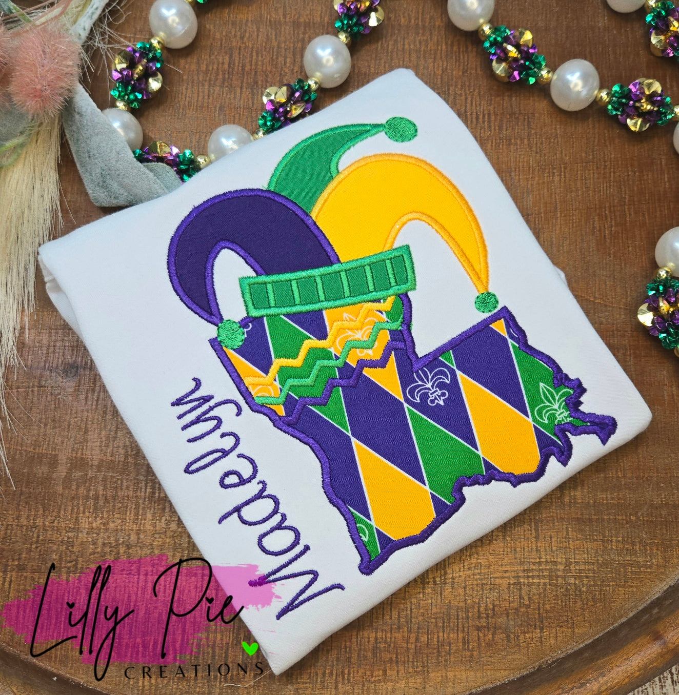 Kids Mardi Gras Tee - Louisiana with Jester Hat Shirt