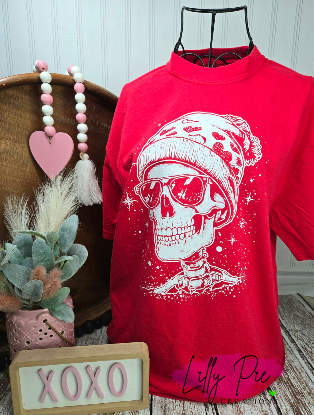 Valentine's Day Skeleton in Beanie Comfort Colors T-shirt (Sweatshirt Available too)