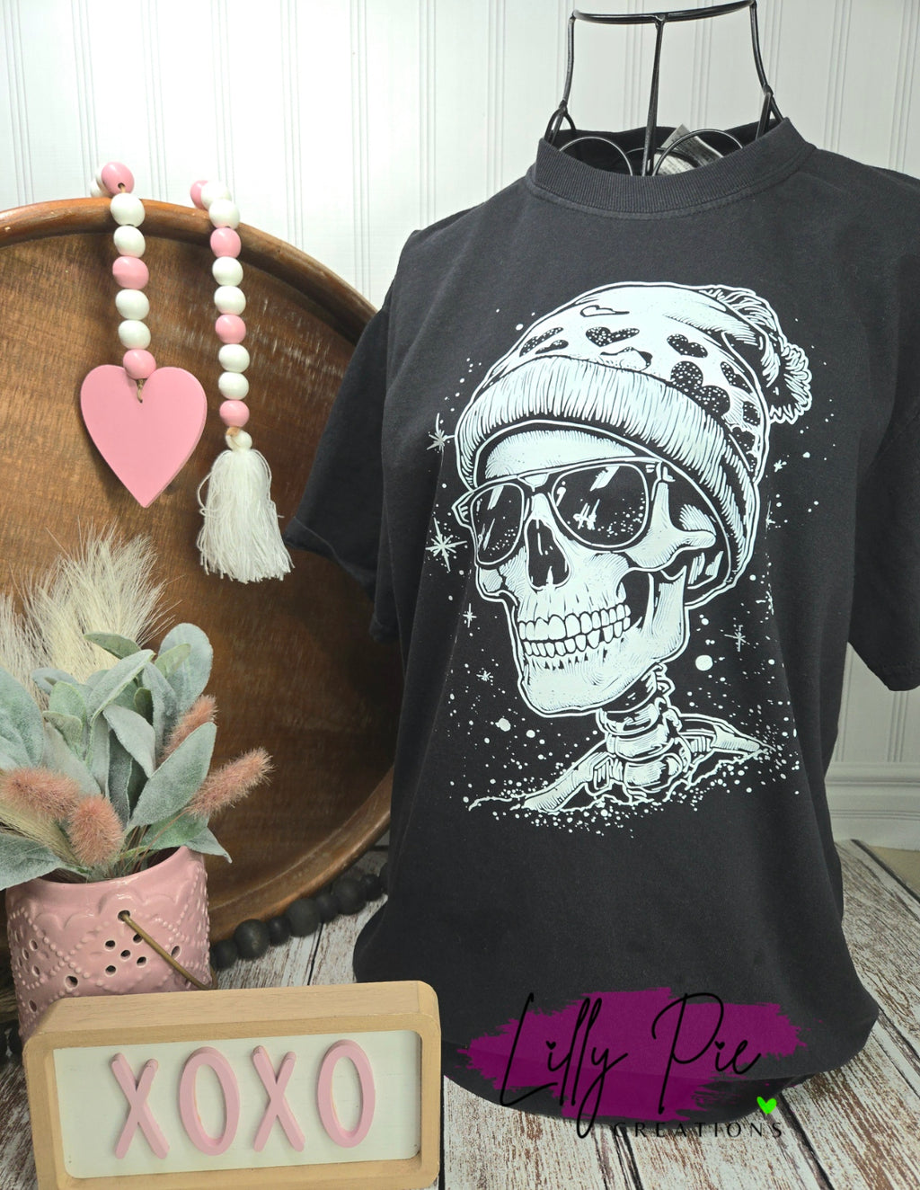 Valentine's Day Skeleton in Beanie Comfort Colors T-shirt (Sweatshirt Available too)