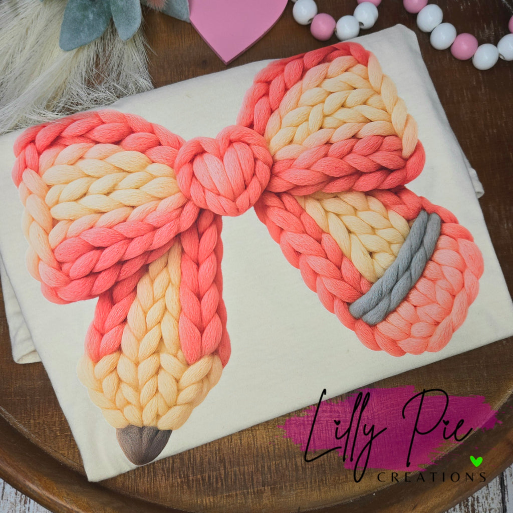 Pencil Bow Teacher Tee - Perfect for Valentine's Day