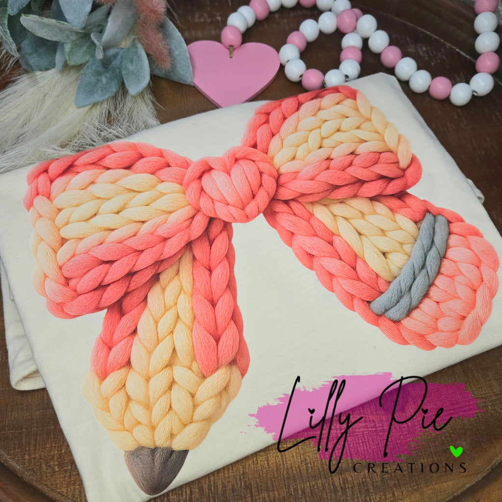 Pencil Bow Teacher Tee - Perfect for Valentine's Day
