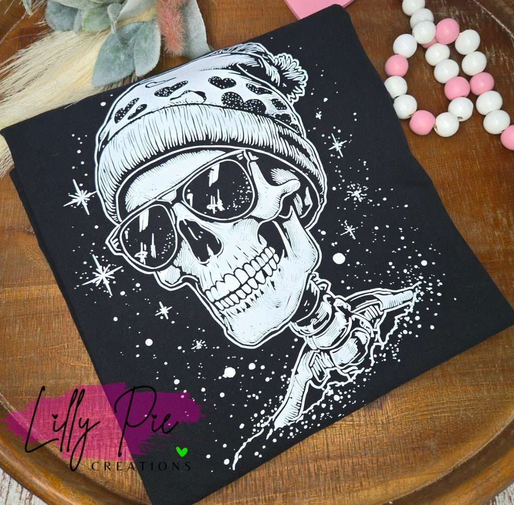 Valentine's Day Skeleton in Beanie Comfort Colors T-shirt (Sweatshirt Available too)