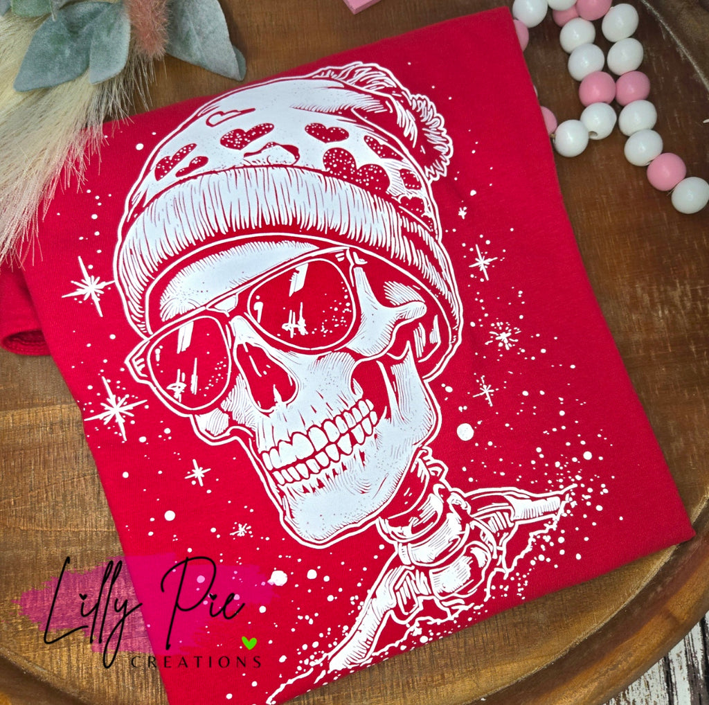 Valentine's Day Skeleton in Beanie Comfort Colors T-shirt (Sweatshirt Available too)