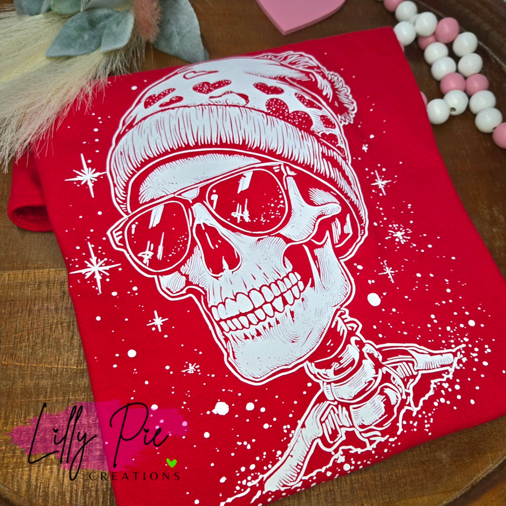 Valentine's Day Skeleton in Beanie Comfort Colors T-shirt (Sweatshirt Available too)