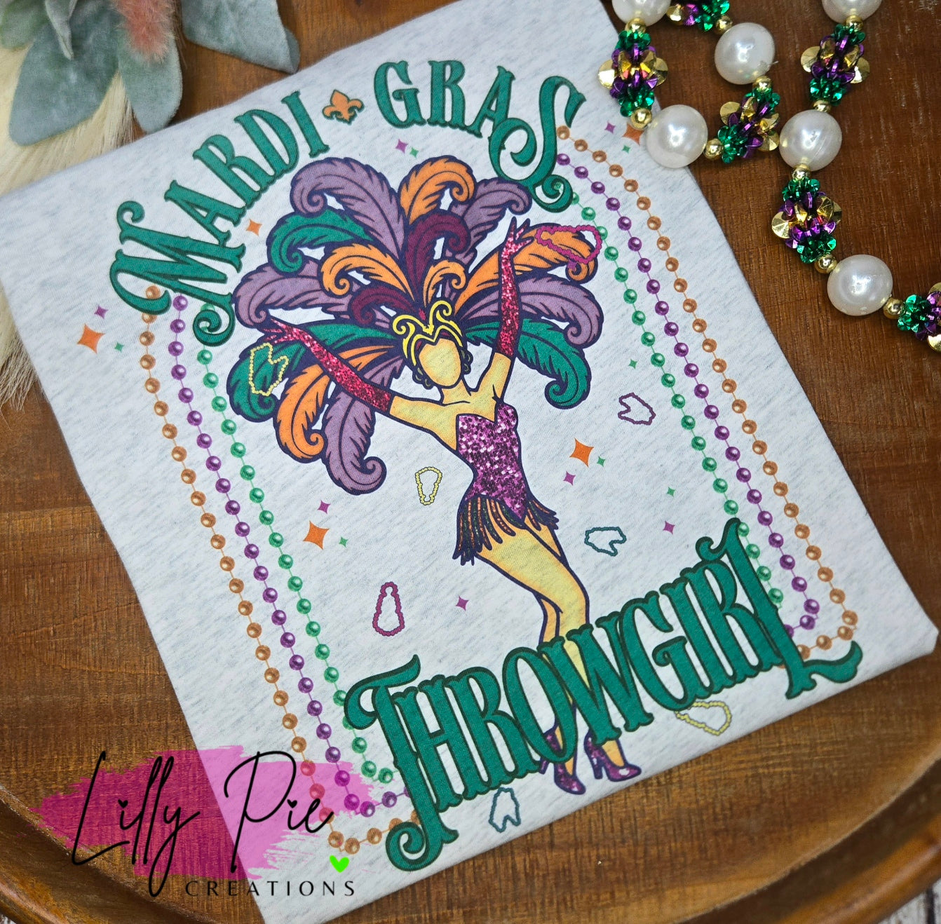 Mardi Gras Throwgirl Sublimated Tri-Blend T-shirt