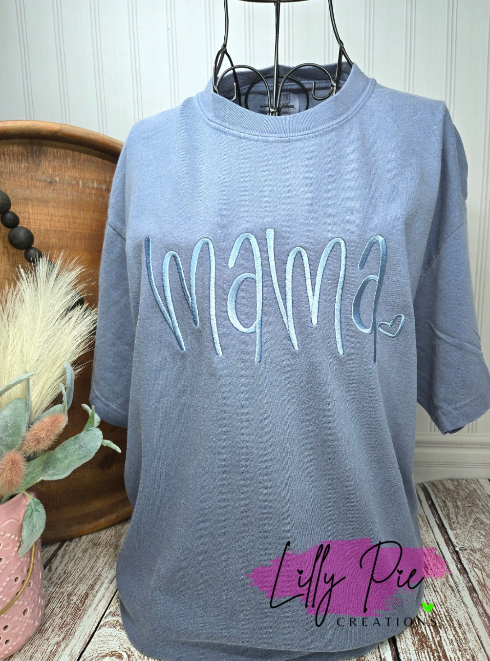 Mama Embroidered Comfort Colors T-shirt- Available with and without spangles