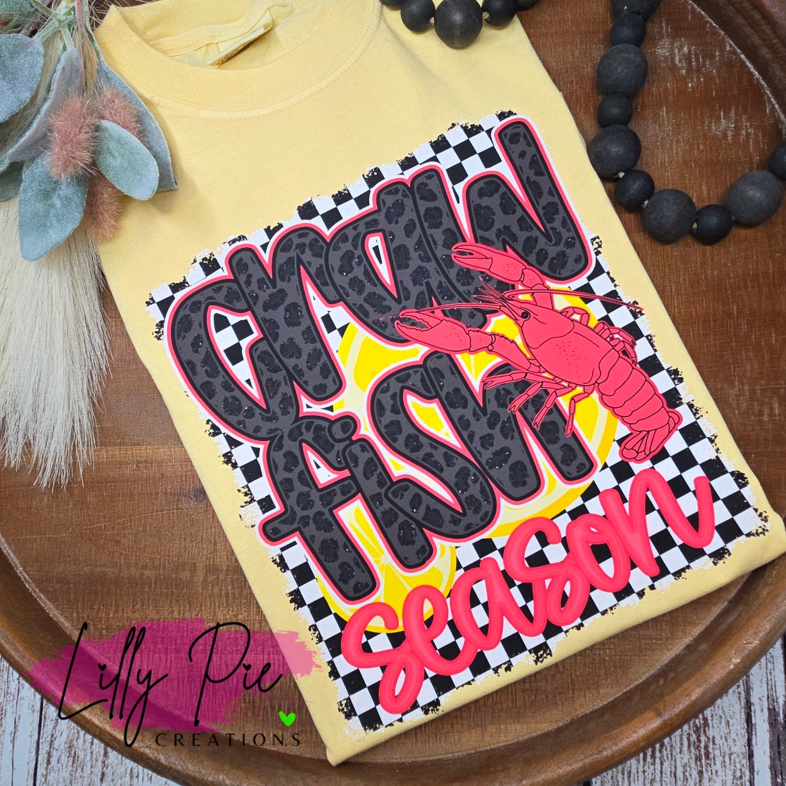 Checkered Crawfish Season Comfort Colors T-shirt