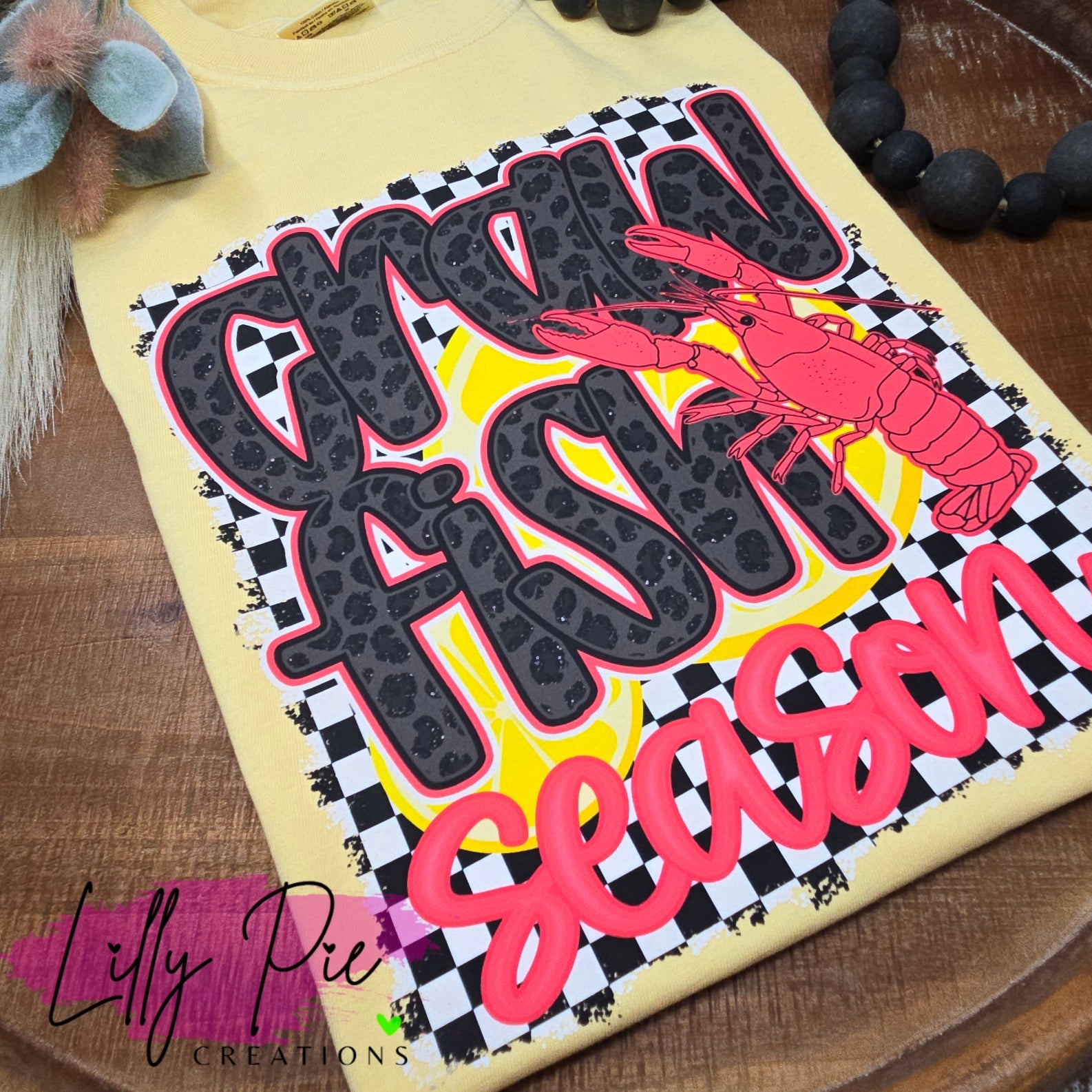 Checkered Crawfish Season Comfort Colors T-shirt