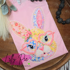 Patchwork Bunny Light Pink Easter Tee