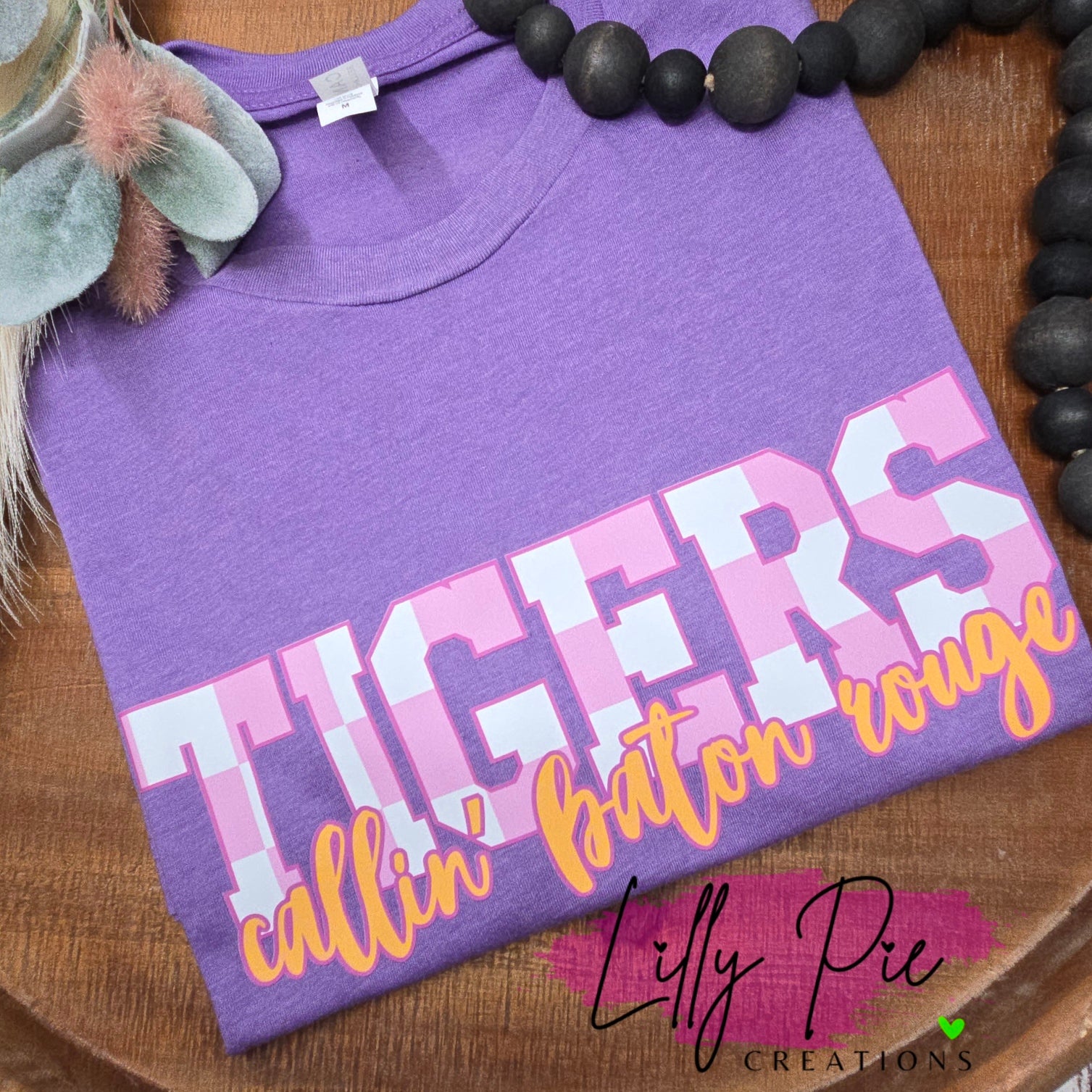 Checkered Tigers, Callin' Baton Rogue purple T-shirt