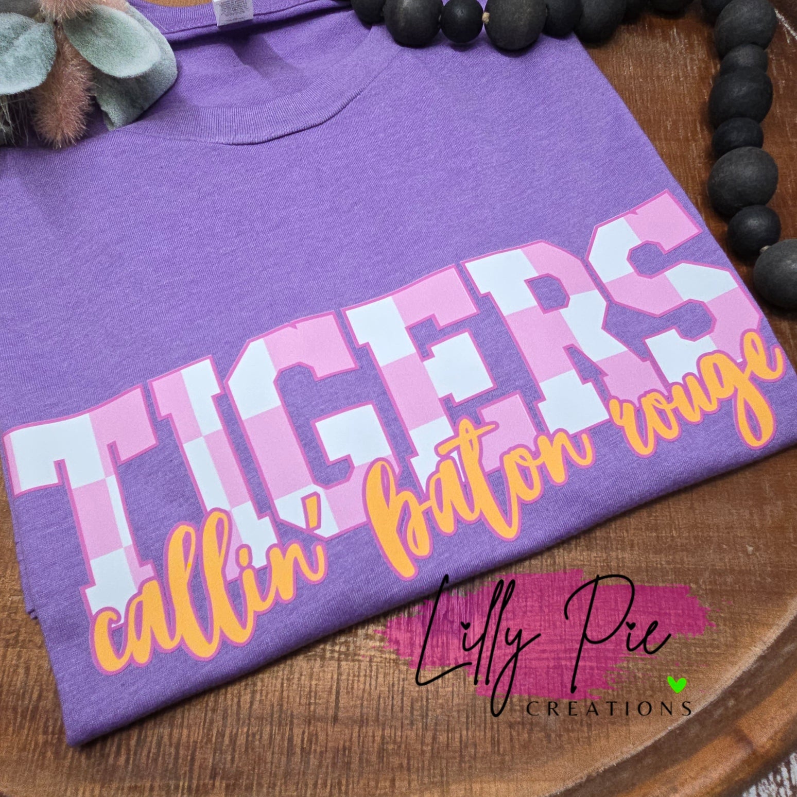 Checkered Tigers, Callin' Baton Rogue purple T-shirt