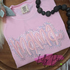 Mama Embroidered Comfort Colors T-shirt- Available with and without spangles