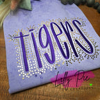 Tiger Embroidered Tee with Gold Sparkles