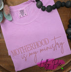 Motherhood is my Ministry Comfort Colors Embroidered Shirt