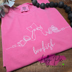 Bookish Line Art Embroidered Comfort Colors Tee