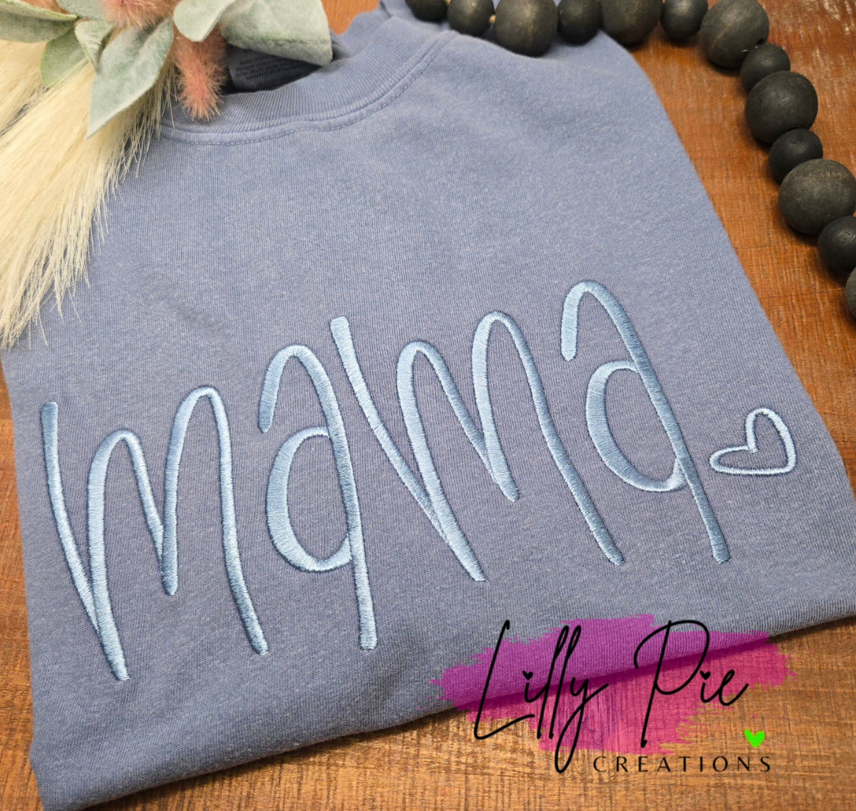 Mama Embroidered Comfort Colors T-shirt- Available with and without spangles