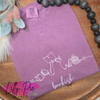 Bookish Line Art Embroidered Comfort Colors Tee