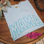 Preppy Embroidered Mama Comfort Colors Tee- Monochrome Mama Shirt