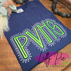 Custom Embroidery and Spangle Initial Tee/Sweatshirt - Schoot Spirit, Team Spirit, Dance Company,