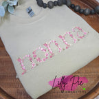 Custom Floral Word Embroidered Sweatshirt - Pink, blue or neutral designs available
